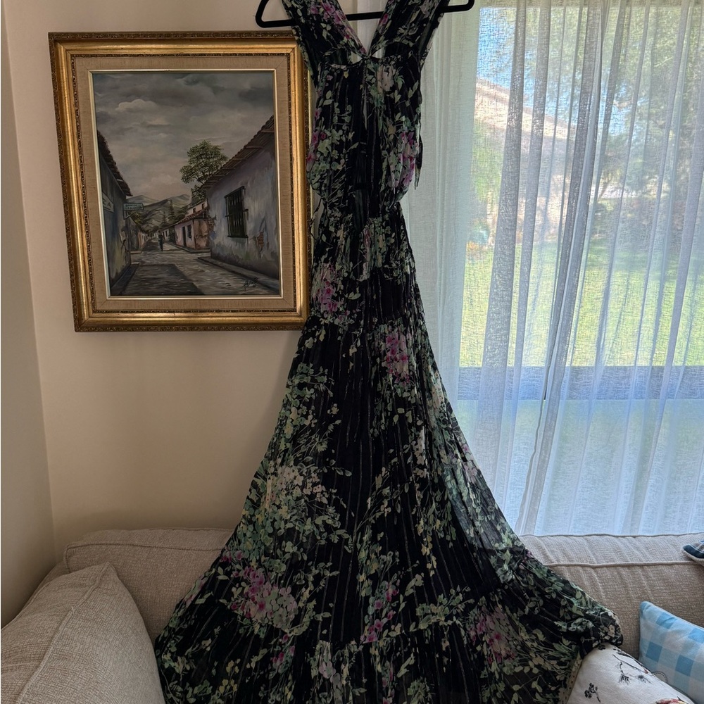 Floral Black Evening Gown